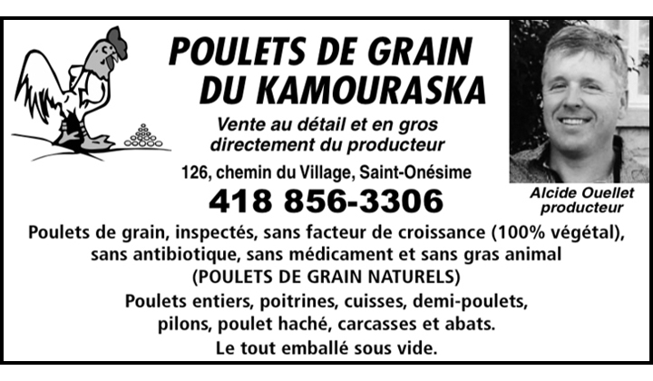 Entreprise-Poulets de grains du Kamouraska